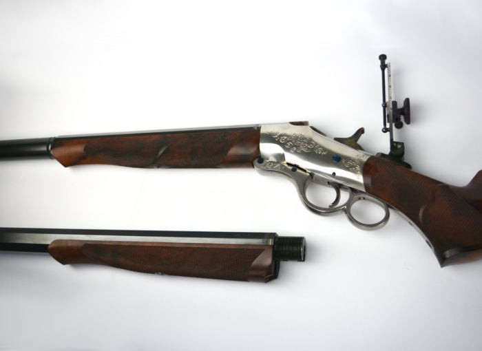 Shown is a custom take down style rifle built by McLaughlin